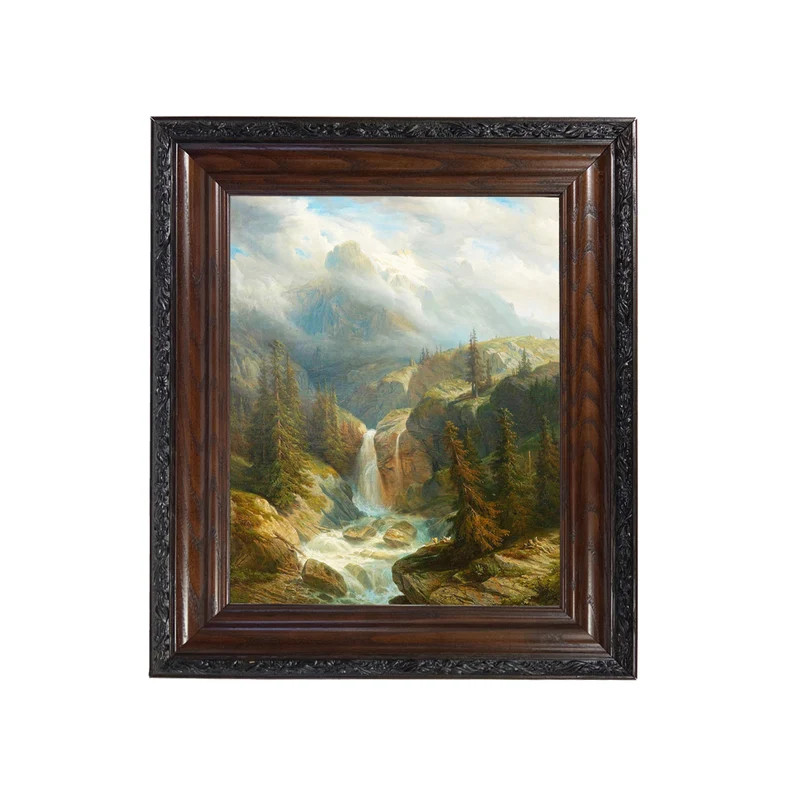Waterfall Landscape Framed Oil Painting Print on Canvas, Mountain Landscape, Waterfall Painting, ... | Etsy (US)