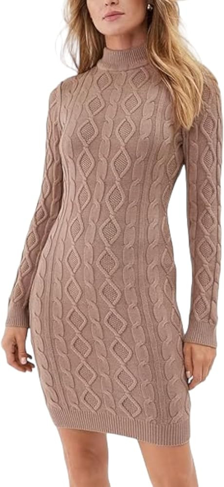 GUESS Women's Long Sleeve Mock Neck Cable Sera Dress | Amazon (US)