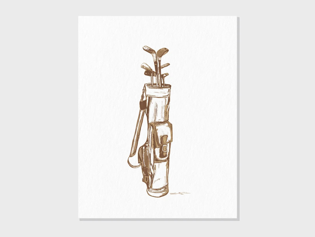Vintage Golf Bag Golf Wall Art, Golfer Decor Gift Watercolor-style Textured Fine Art Print - Etsy | Etsy (US)