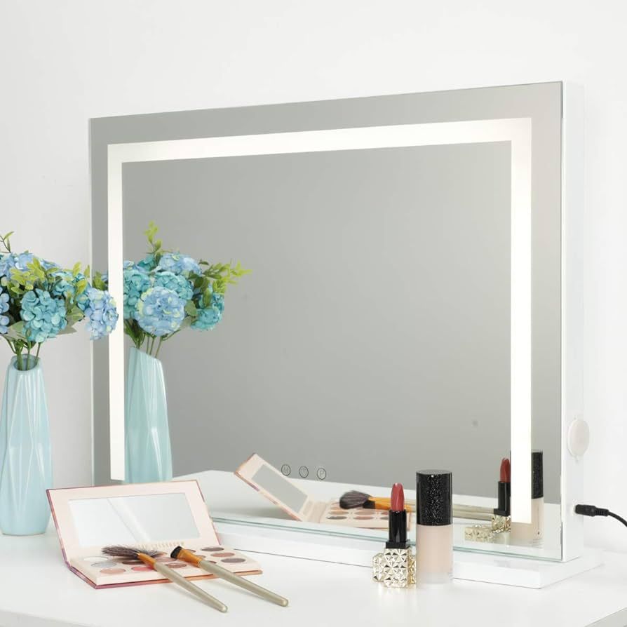 OUO Hollywood Makeup Mirror with LED Backlit Light Strap, Frameless Tabletop or Wall-Mounted Vanity  | Amazon (UK)