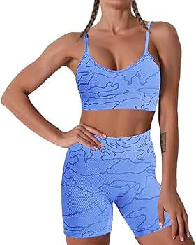 Women Seamless Yoga Set 2 Piece Workout Sport Bra with High Waist Shorts Legging Outfit Tracksuit... | Amazon (US)