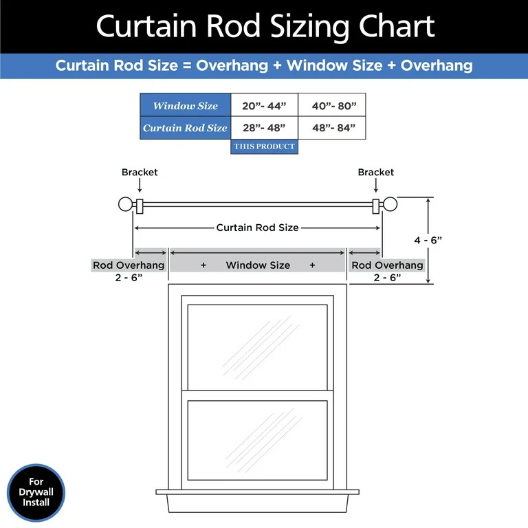 Mainstays Madelyn 7/16” Adjustable Café Curtain Rod Set, 28-48" | Walmart (US)
