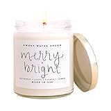 Amazon.com: Sweet Water Decor Merry and Bright Candle | Fir, Nutmeg, and Clove, Winter Holiday Sc... | Amazon (US)