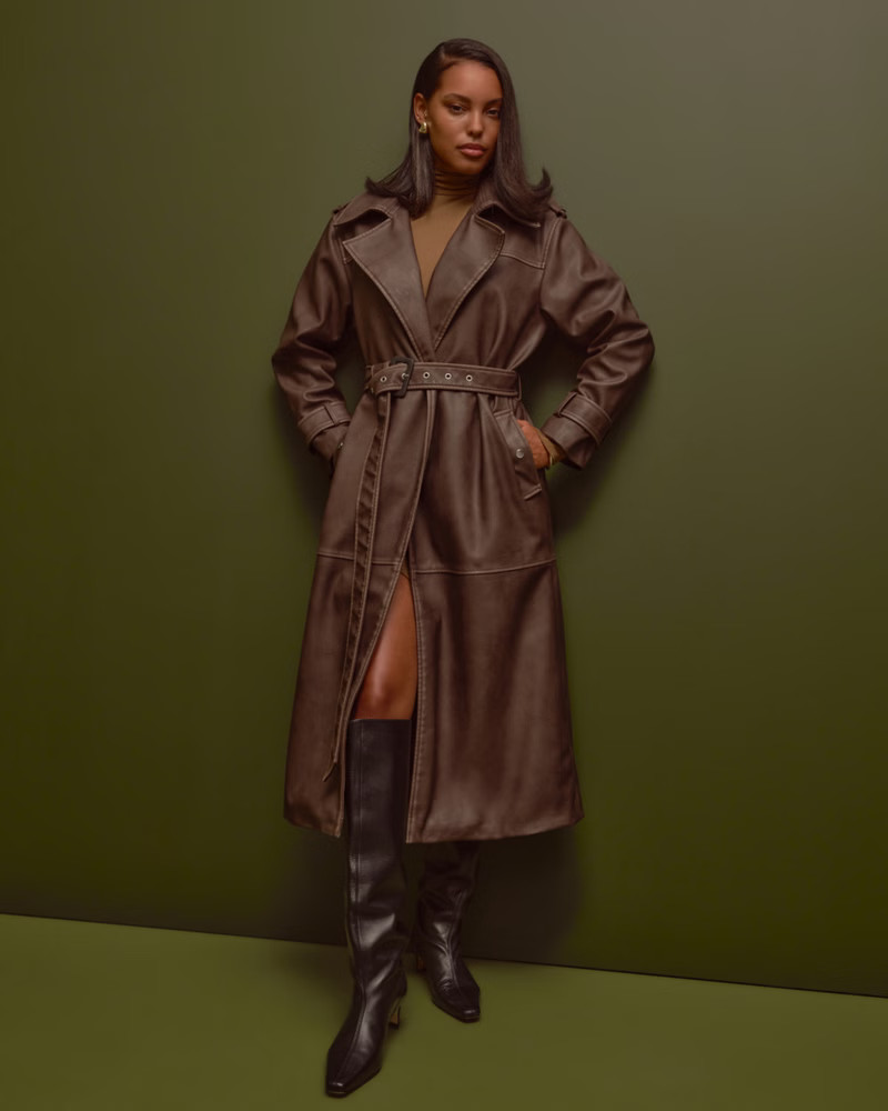 Vol. 28 Vegan Leather Trench Coat | Abercrombie & Fitch (US)