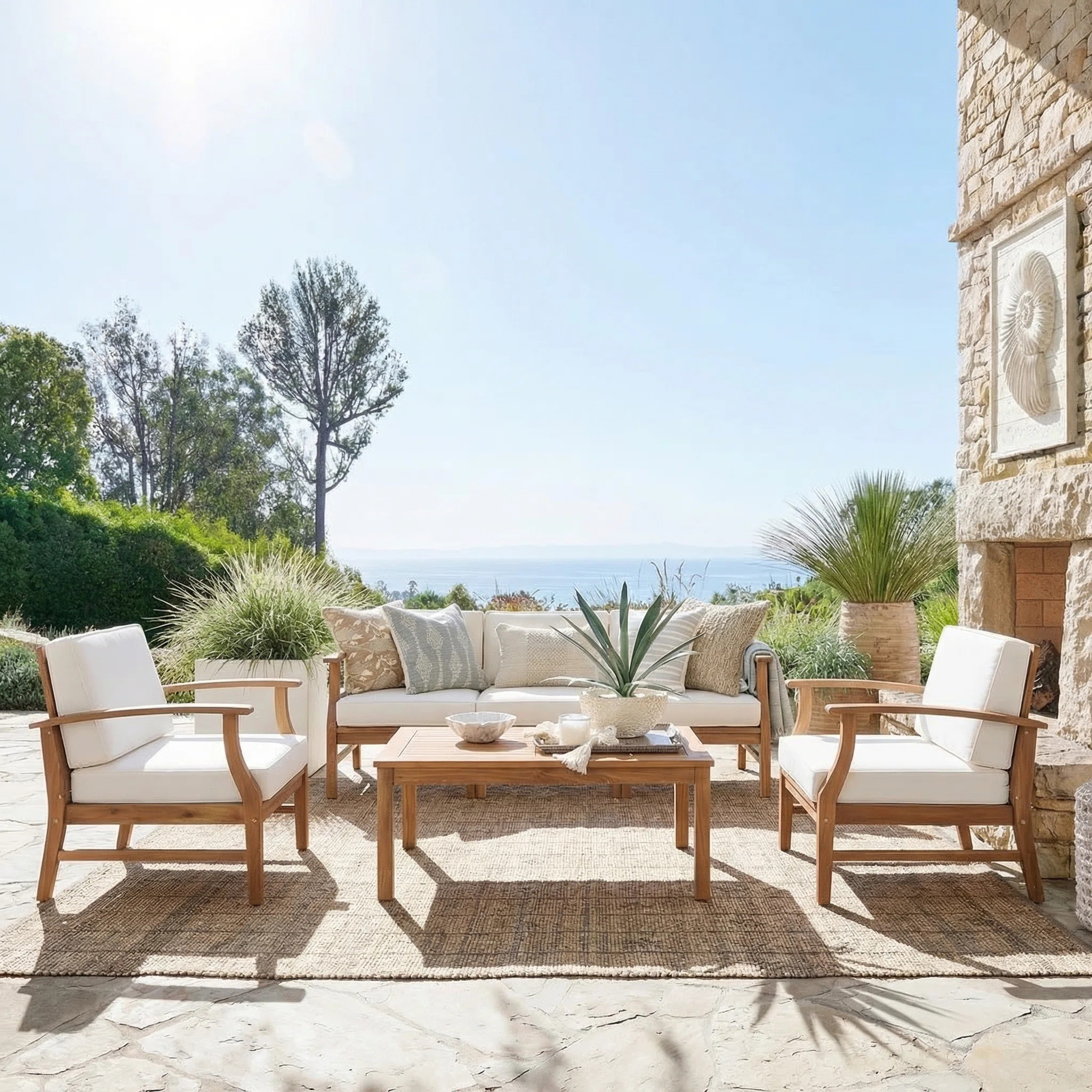 Hulda Acacia 6 - Person Patio Conversation Set with Cushions | Wayfair North America