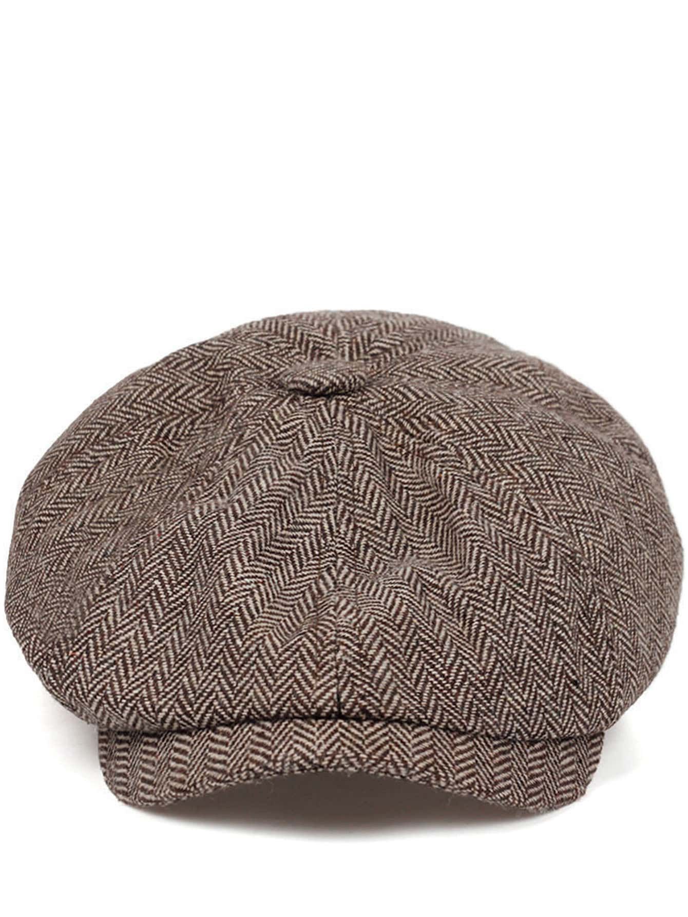 1pc Chocolate Brown Vintage Newsboy Cap With Big Brim For Men, Autumn/winter Style, Large Size | SHEIN