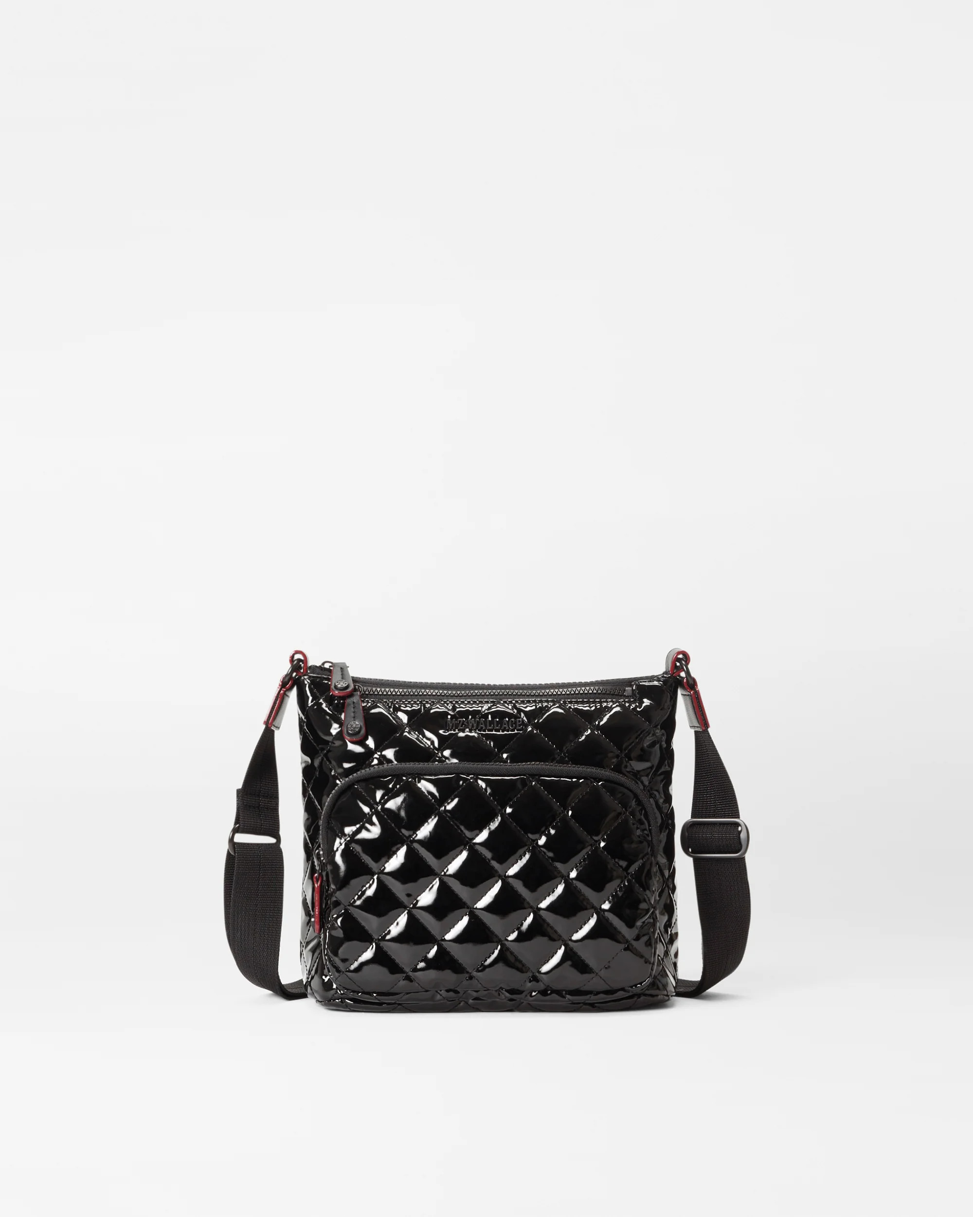 Deluxe Metro Scout Quilted Crossbody Bag in Black Lacquer | MZ Wallace | MZ Wallace
