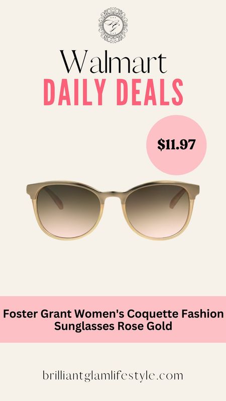 Walmart Daily Deals - Foster Grant Women's Coquette Fashion Sunglasses Rose Gold #Summer #Sunglasses #Sale #Walmart #Ltk 

#LTKU #LTKsalealert #LTKfindsunder50