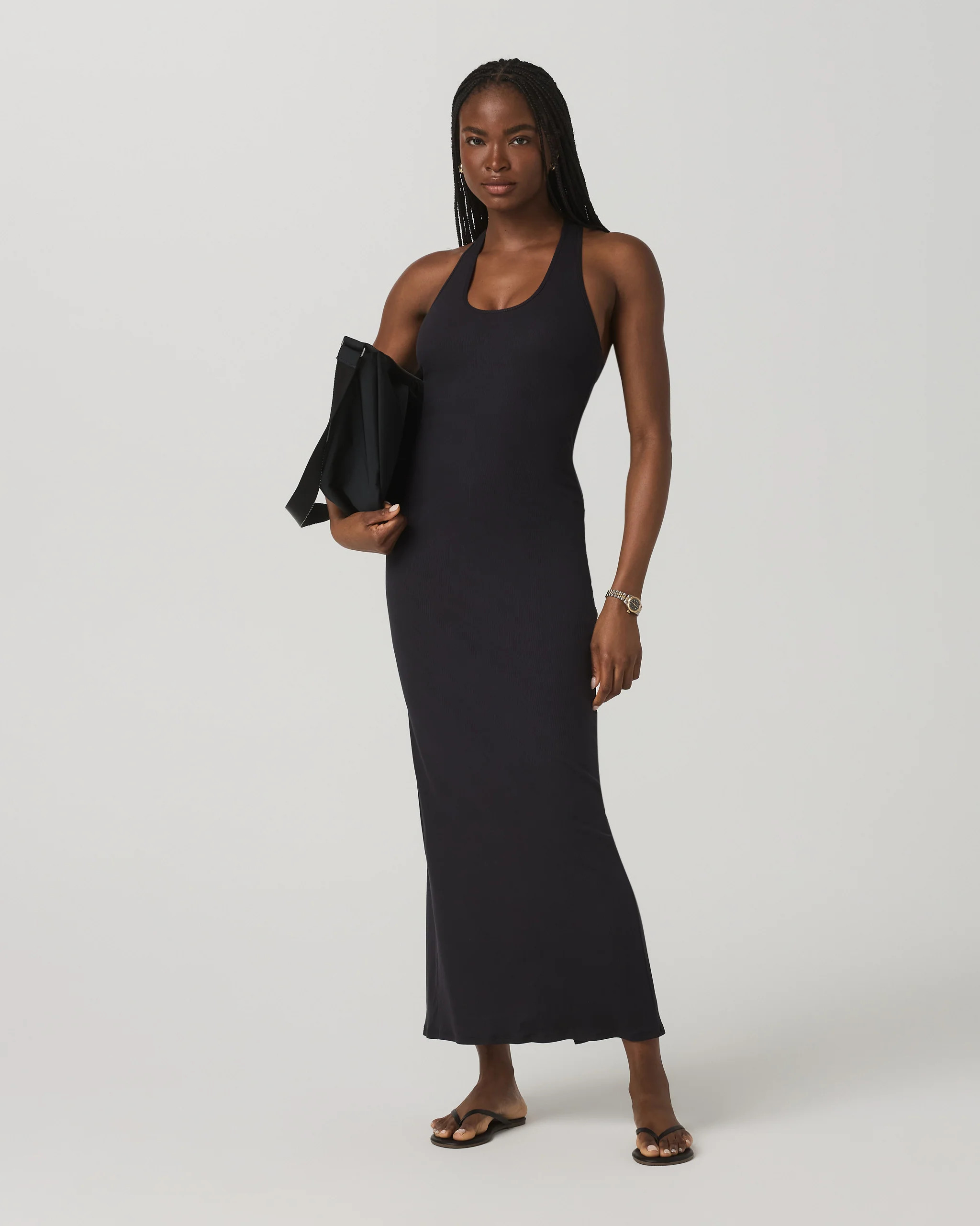 Pose Scoop Maxi Dress – Women's Black Rib Knit Maxi Dress – Jumpsuits & Dresses – Vuori | Vuori Clothing (US & Canada)