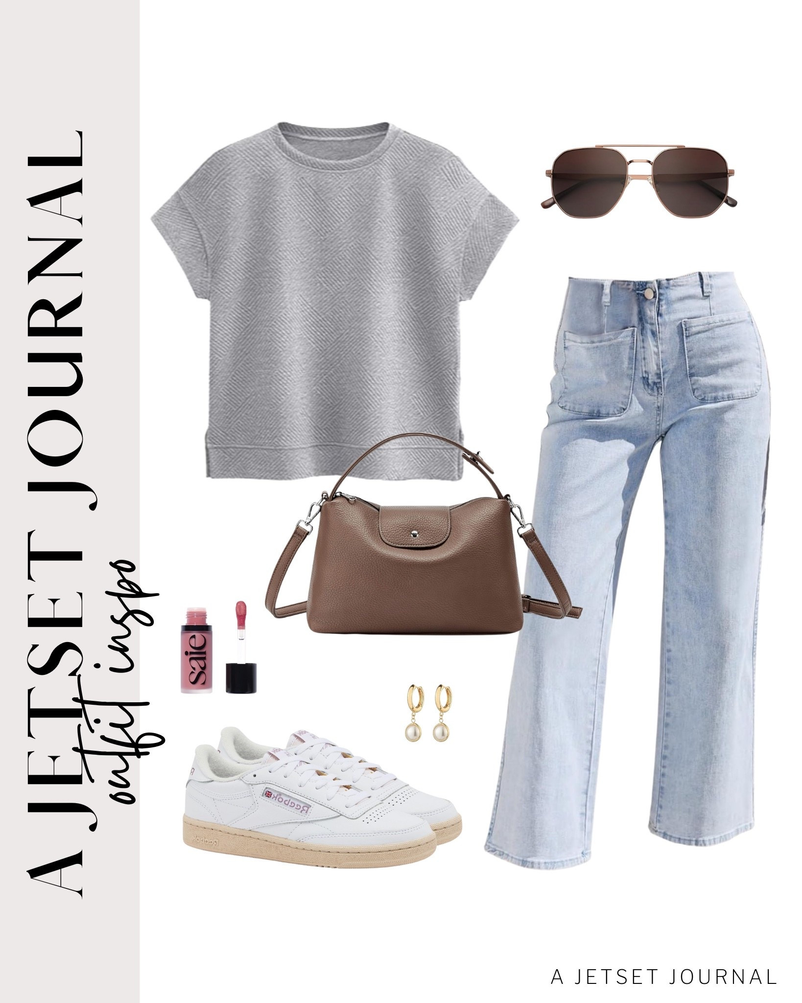 Add a cute purse and stylish earrings to this shirt-and-jeans combo for a casual yet put-together outfit idea!
stylish sunglasses, casual look, vacation style, summer fashion, makeup must have, airport outfit, beauty favorite, summer outfit idea, functional bag, gold earrings, amazon fashion, affordable style, wardrobe capsule

#LTKSeasonal #LTKStyleTip #LTKU