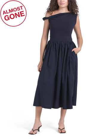 Parker Mixed Media Midi Dress | TJ Maxx