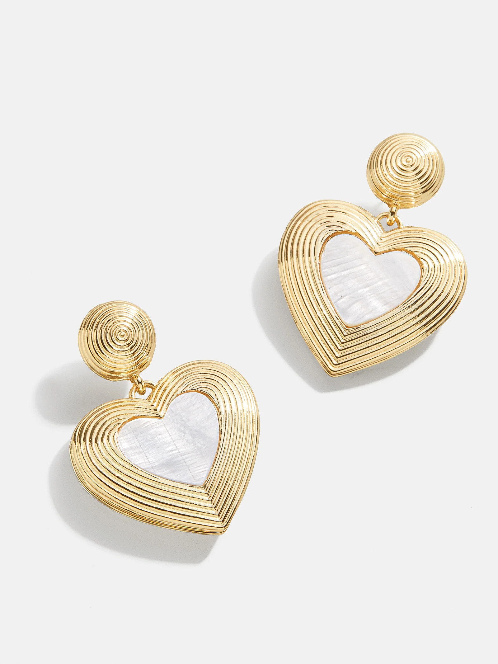 Haley Earrings - Gold Ribbed Heart | BaubleBar (US)