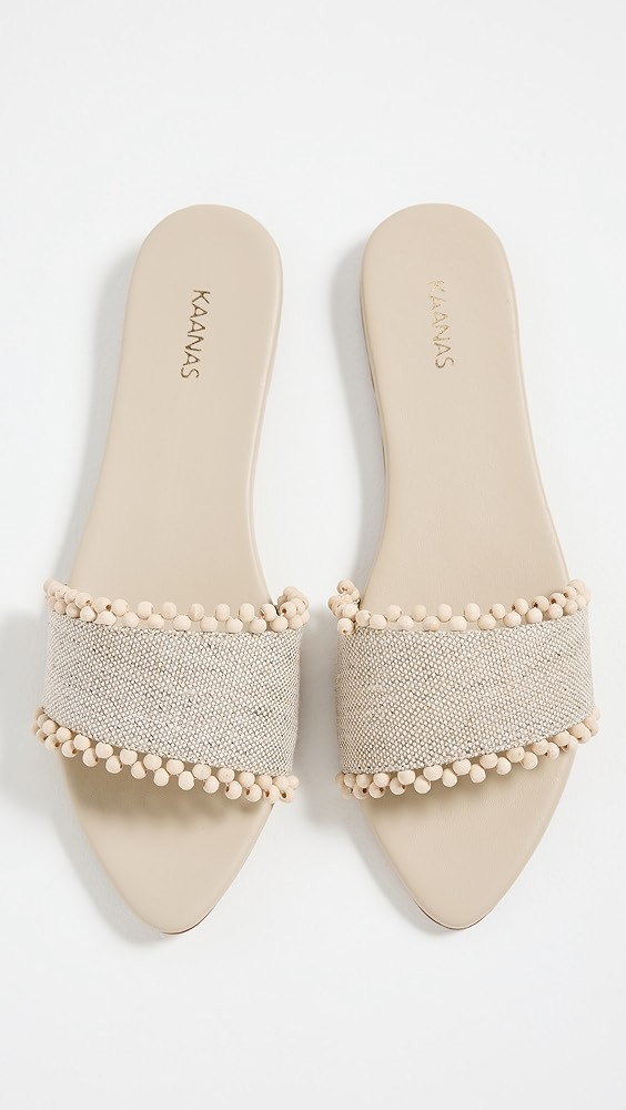 KAANAS Cala Asymmetric Linen Slides | Shopbop | Shopbop