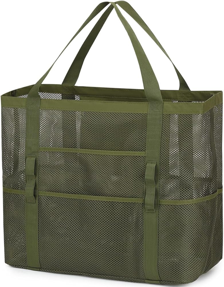 Mesh Beach Bag, Large Beach Tote with Zipper Pocket, Toys Pool Bag for Family Travel Vacation Cru... | Amazon (US)