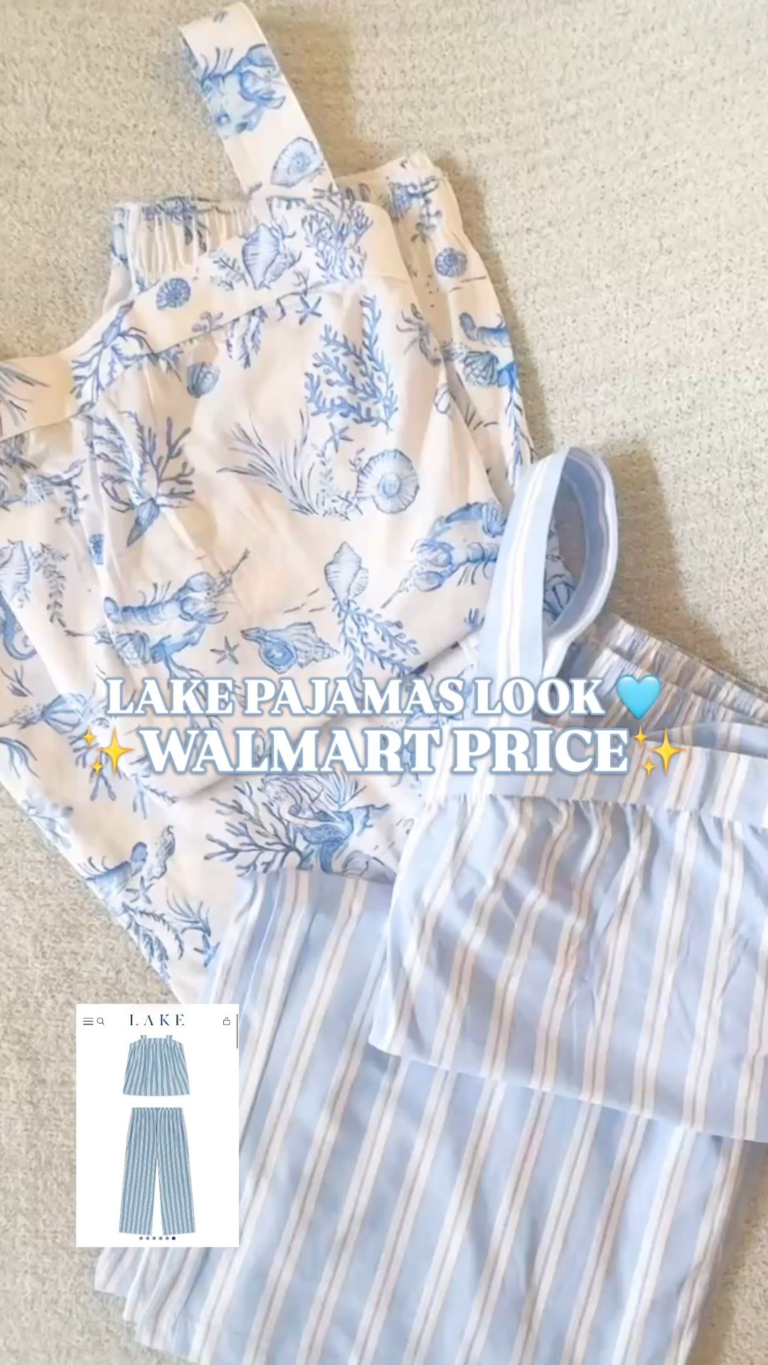 Lake pajamas dupe, Lake Pajamas Daydream set look for less, Walmart Lake pajamas, 100% cotton pajamas women, cotton pajama set women, spring pajamas, summer pajamas 2026, coastal sleepwear

If you’ve been eyeing the Lake Pajamas Daydream set but cannot justify $128, this is the $25 version that makes sense.

Joyspun 100% cotton pajama sets at Walmart in the most coastal-coded prints.

Blue stripe.
Blue floral.
Soft pinks.
Classic lake house colorways.

Wide strap tank. Relaxed straight leg pants. Easy elastic waistband. The same polished, elevated silhouette that makes Lake Pajamas so popular.

And yes, they are truly 100% cotton.


It’s that favorite t-shirt cotton. The kind that feels soft the first wear and gets even softer with every wash.

Breathable for summer. Light enough for warm nights. Substantial enough to feel put together when you’re making coffee the next morning.

If your recent searches include:
Lake Pajamas Daydream set
Lake pajamas dupe
cotton pajama set women
lake house pajamas
coastal grandma sleepwear
girls trip matching pajamas
summer vacation pajamas
bridal shower pajamas
pretty cotton pajamas

This is the one.

Why these stand out

• 100% cotton that softens over time
• Designer-inspired coastal prints
• Relaxed but flattering fit
• Easy pull-on comfort
• Walmart price point

I’m in a medium. True to size with a relaxed, easy fit.

Four prints available right now.

Lake Pajamas look.
Broken-in tee softness.
$25.

#LTKFindsUnder50 #LTKFindsUnder100 #WalmartFinds #LakePajamas #LookForLess #CoastalStyle #PajamaSet #PJSet #SpringPajamas 

lake pajamas dupe, Lake Pajamas Daydream set look for less, Walmart lake pajama set, Joyspun cotton pajamas, 100% cotton sleepwear women, coastal pajamas women, lake house aesthetic pajamas, summer pajama set women, striped cotton pajamas, blue floral pajamas women, affordable cotton loungewear, designer inspired sleepwear, spring pajamas 2026


#LTKTravel #LTKSaleAlert #LTKSeasonal