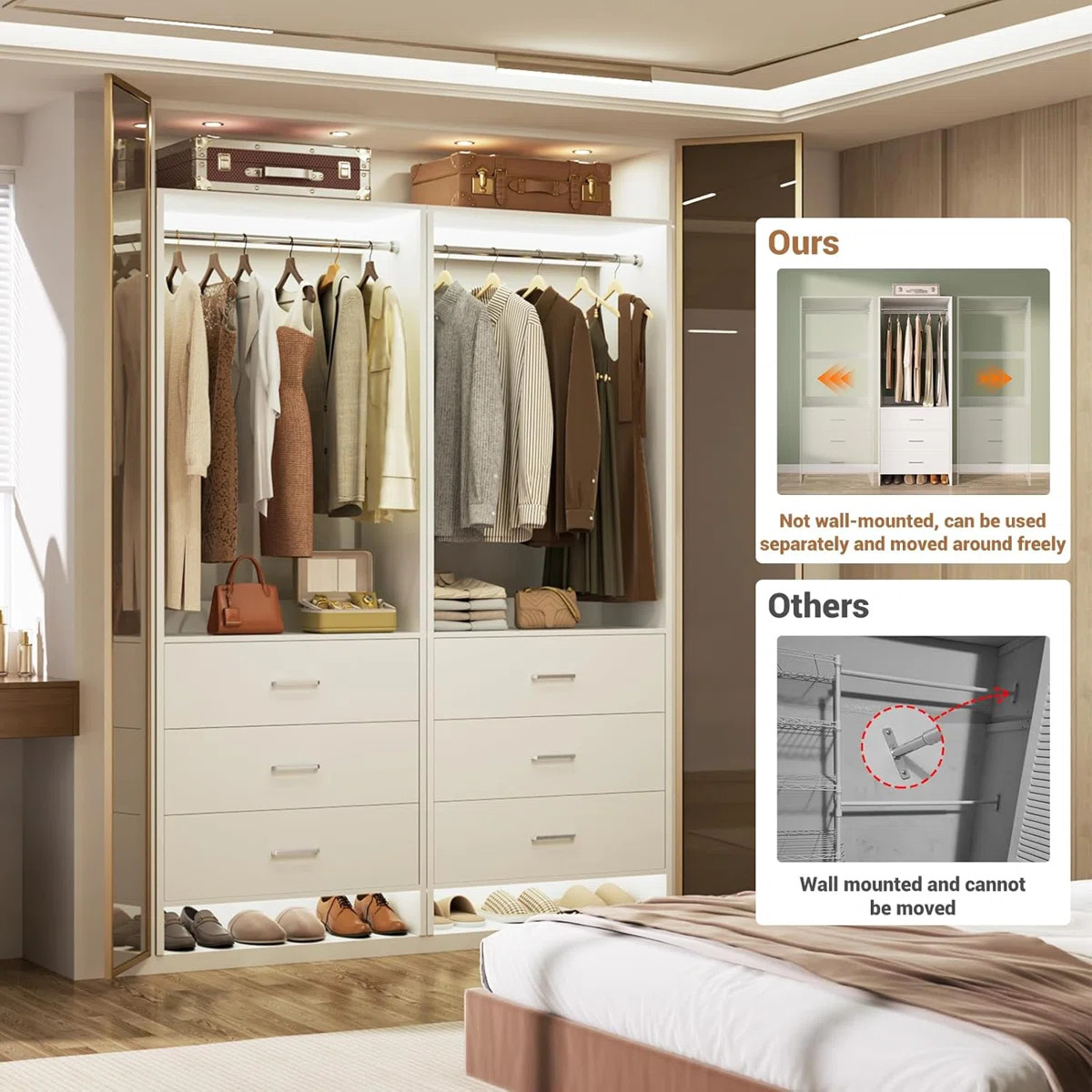 4ft Closet System with Wooden Drawers (Set of 2) | Wayfair North America