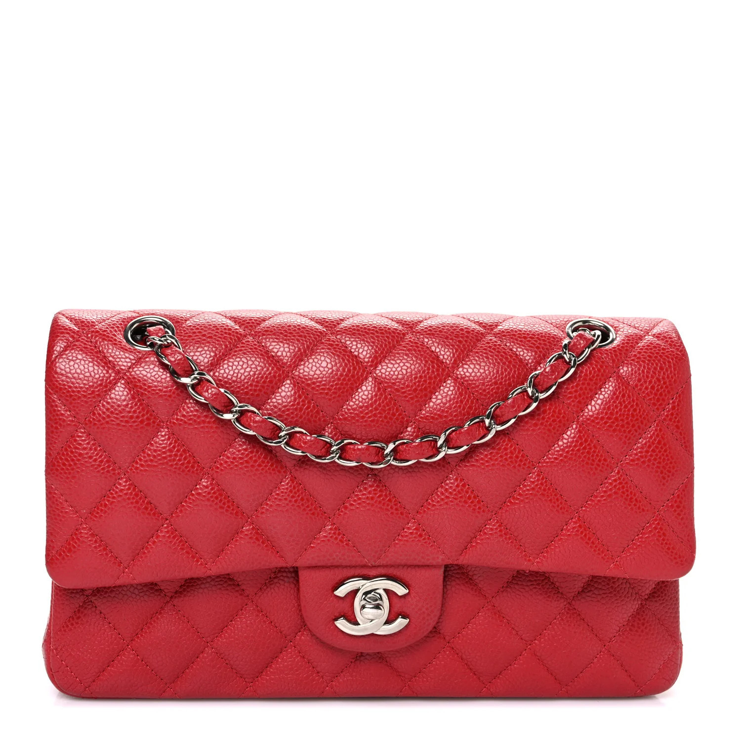 Chanel Caviar Quilted Medium Double Flap Red | FASHIONPHILE (US)