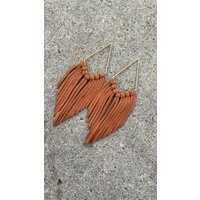 Boho Diamond Leather Fringe Earrings, Leather Multi Listing, Boho Tan, Black, Turquoise, White | Etsy (US)