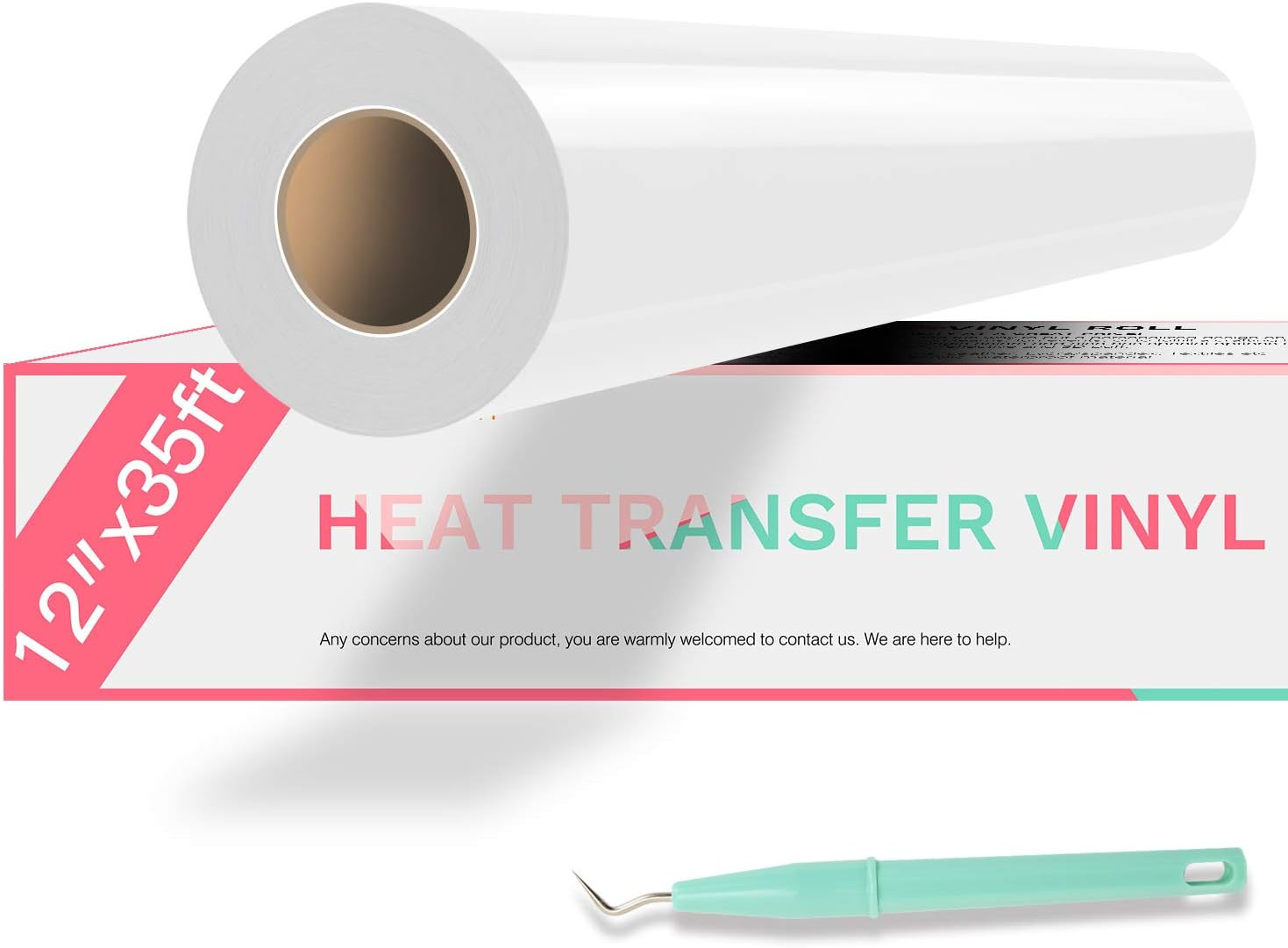 HTVRONT HTV Vinyl Rolls Heat Transfer Vinyl - 12" x 35ft White HTV Vinyl for Shirts, Iron on Viny... | Amazon (US)