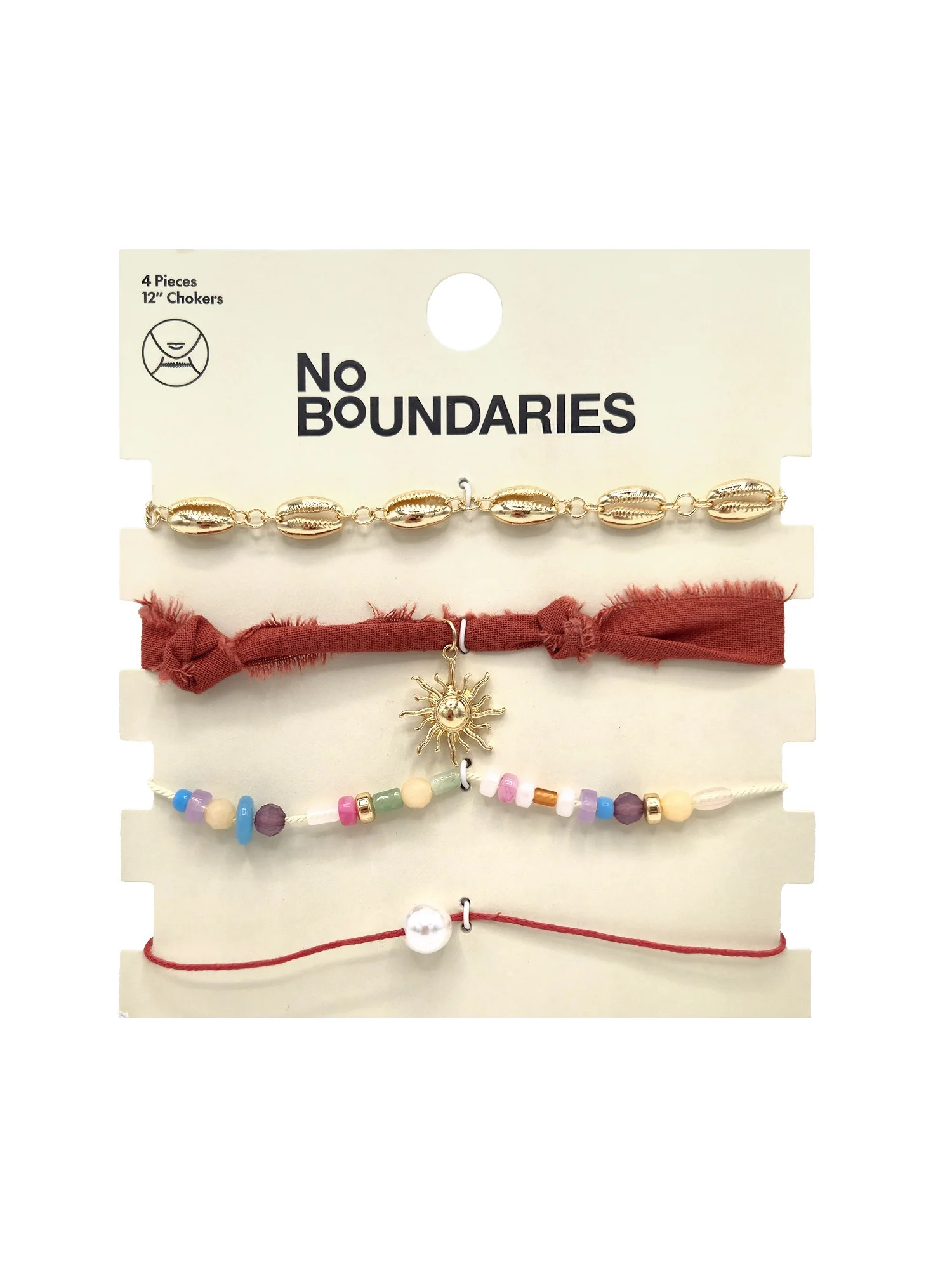 No Boundaries Women's Assorted Gold Tone Chokers, 4 Pack | Walmart (US)