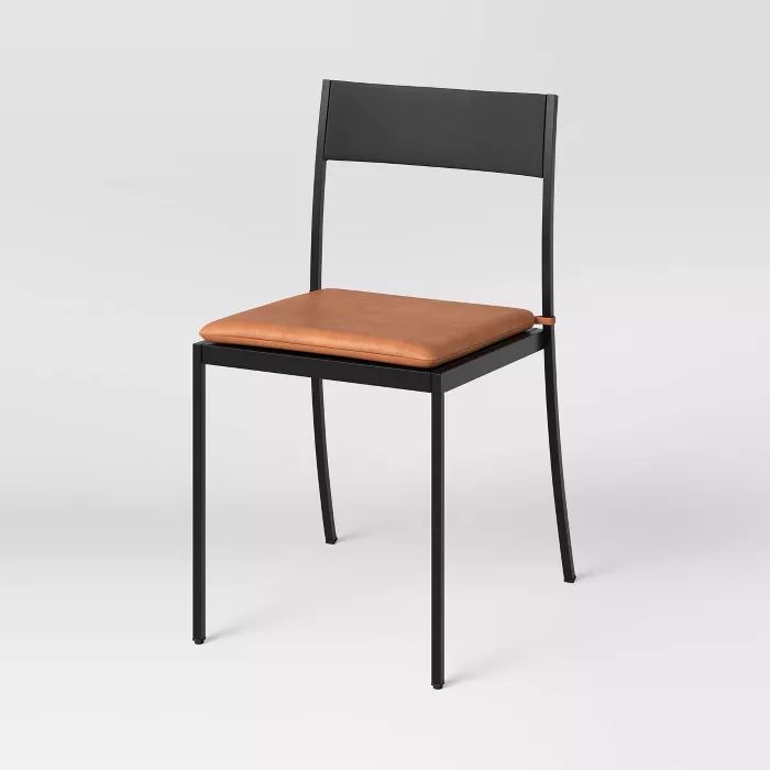 Clion Metal Dining Chair Black/Caramel Faux Leather - Threshold™ | Target