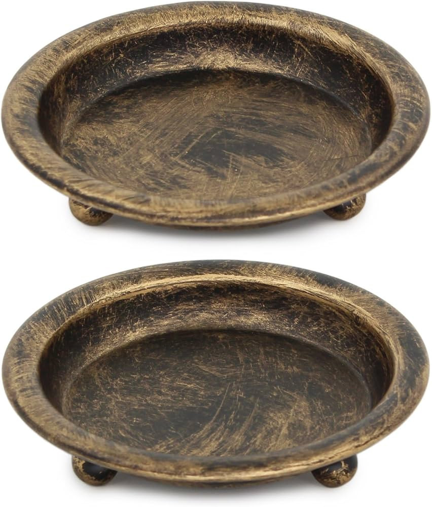 Black/Gold Iron Candle Plate, Set of 2, Metal Saucer Style Candle Holder for Pillar/Scented/Flame... | Amazon (US)