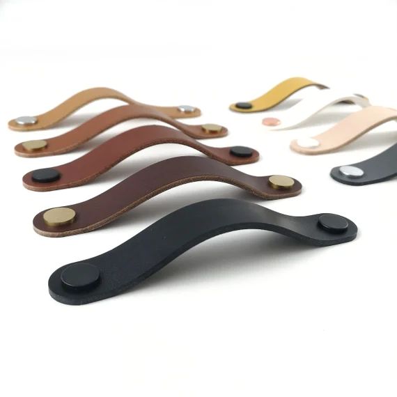 Leather drawer handle 2.5cm (1'') wide/ Leather pulls / Dresser handles | Etsy (US)