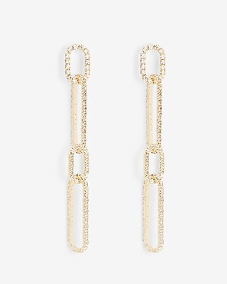 Interlocking Rhinestone Embellished Oval Drop Earrings | Express