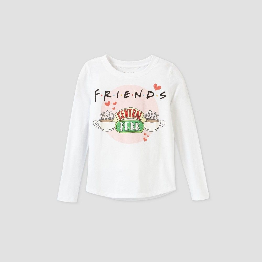 Girls' Friends Central Perk Long Sleeve Graphic T-Shirt - White XXL | Target