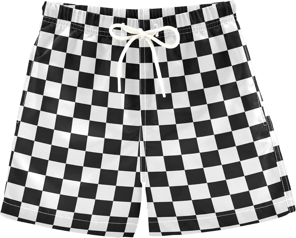 Boys Swim Trunks Black White Buffalo Check Plaid Toddler Swim Shorts Bathing Suit Swimsuit Toddle... | Amazon (US)