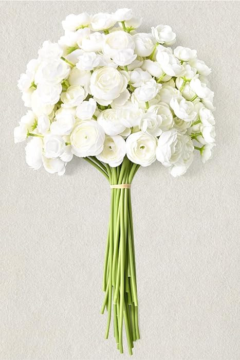 Ranunculus Artificial Flowers, 18Pcs 14In Fake Peonies Artificial Flowers, White Faux Flower for ... | Amazon (US)