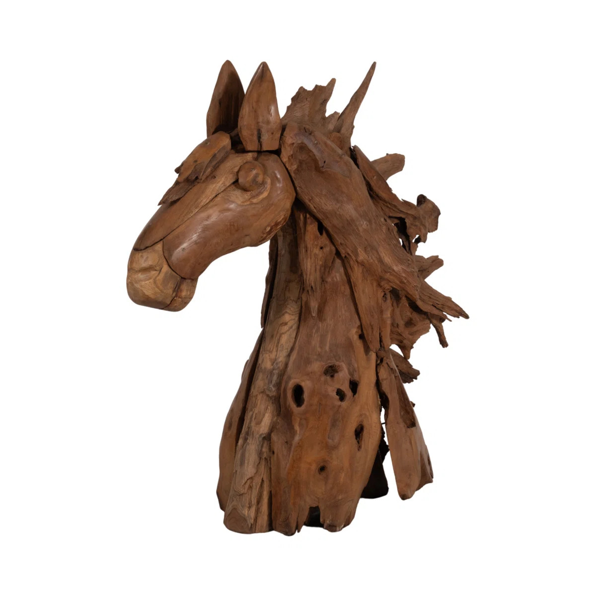 Canonero Sculpture Wood Horse Head Design 39 Inch Brown Finish for Home Office Bedroom Living Roo... | Wayfair North America
