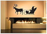 Vinyl Sticker Santa Claus On Sledge Deer Silhouette Christmas Holiday Poster Merry Winter Rudolf Sno | Amazon (US)