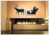 Vinyl Sticker Santa Claus On Sledge Deer Silhouette Christmas Holiday Poster Merry Winter Rudolf Sno | Amazon (US)