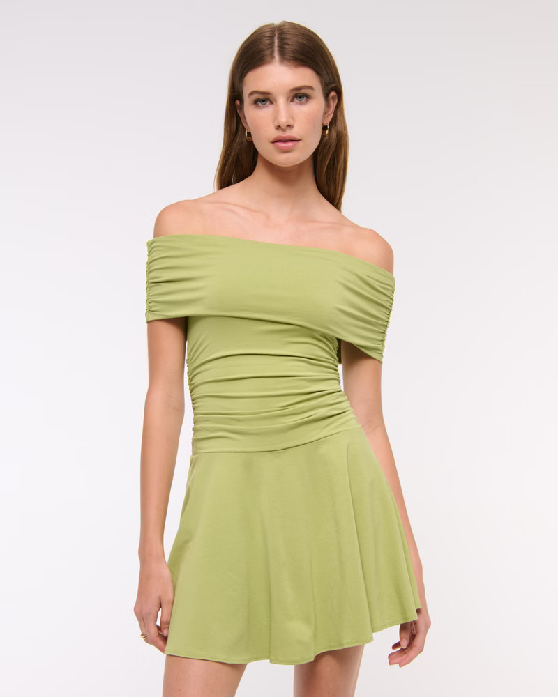 Women's Off-The-Shoulder Knit Skort | Women's Dresses & Jumpsuits | Abercrombie.com | Abercrombie & Fitch (US)