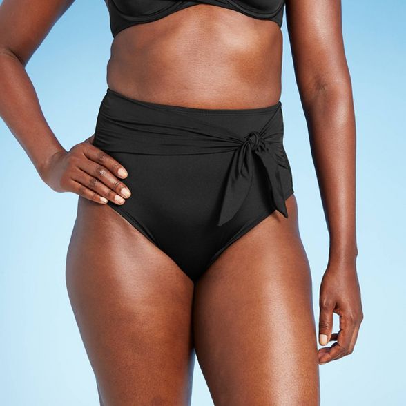 Women's Sash-Tie High Waist High Coverage Bikini Bottom - Kona Sol™ Black | Target