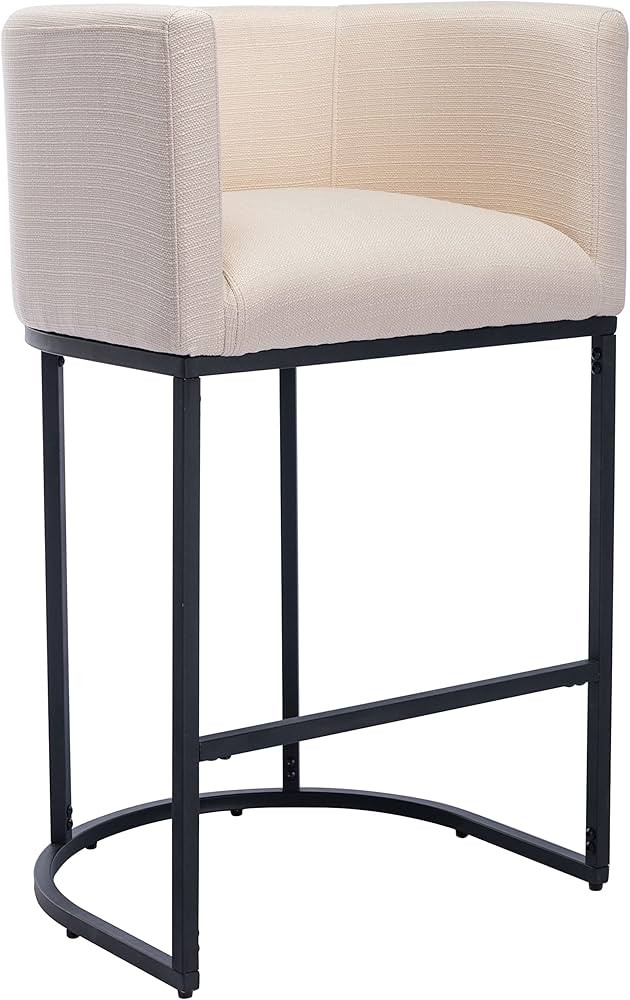 RIVOVA Contemporary Cream Linen Bar Stool, 29" Upholstered Fabric Counter Height Barstool Kitchen... | Amazon (US)