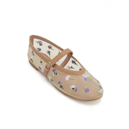 No Boundaries Women s Floral Mesh Mary Jane Shoes Sizes 6-11 | Walmart (US)