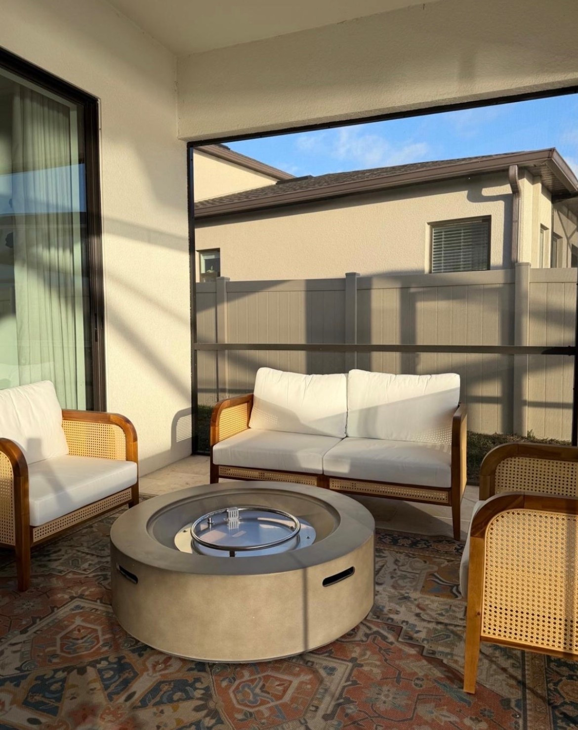 love our patio set up 🤎 outdoor fire pit @Wayfair rug on sale @ruggable

#LTKHome