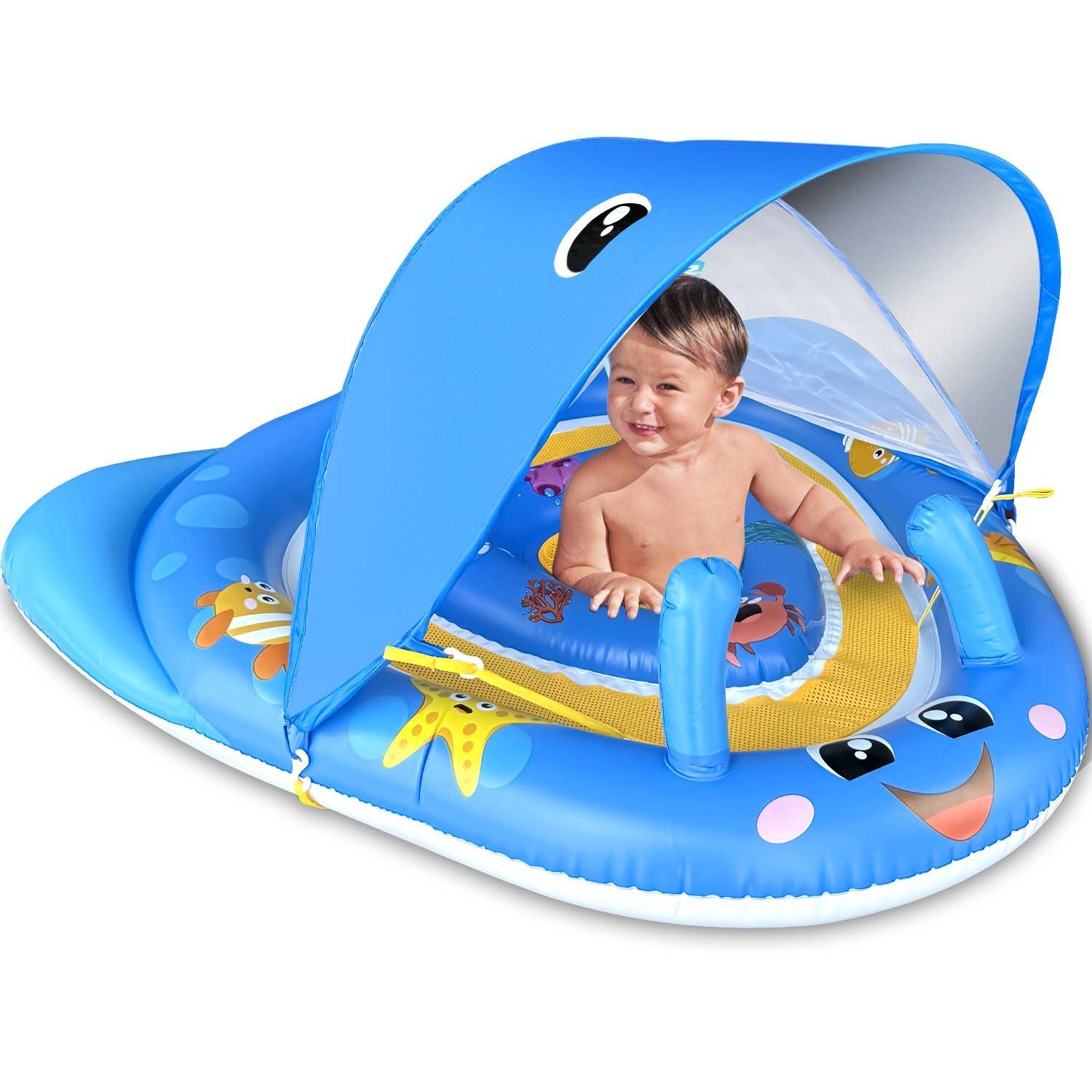 Kid Odyssey Baby Pool Float with Canopy UPF50+ Sun Protection, 6-24 Months Inflatable Infant Swim... | Walmart (US)