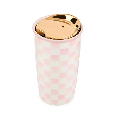 Rosy Check Ceramic Travel Cup | Wayfair North America