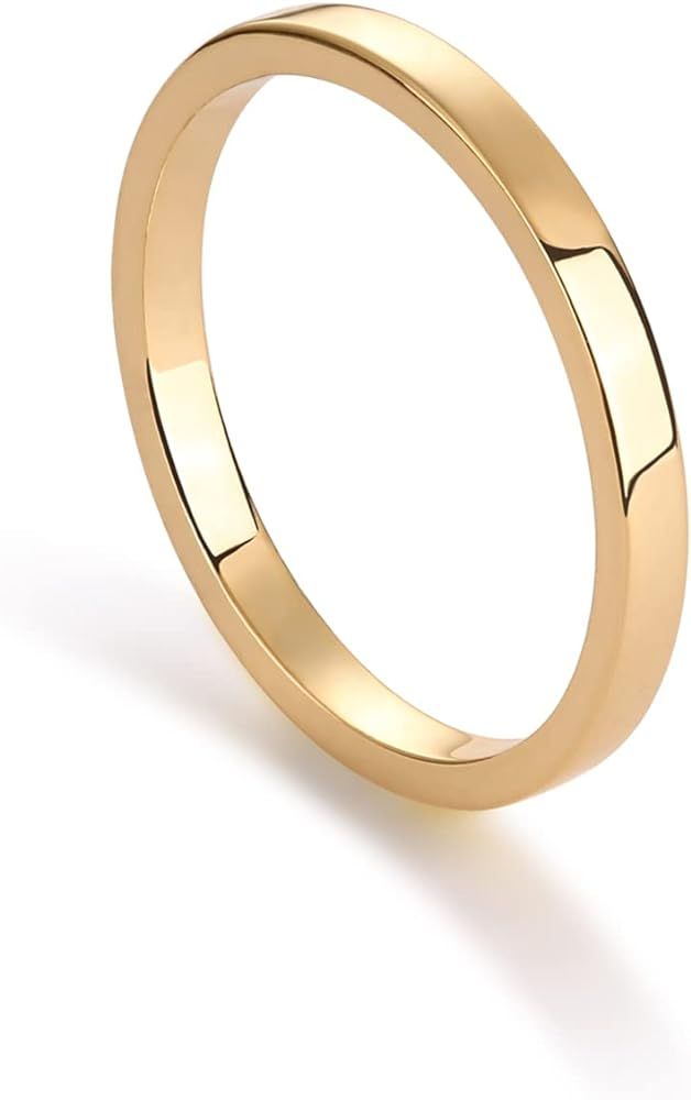 PAVOI 14K Gold Plated Twist Stacking Ring | Bands for Women | Amazon (US)