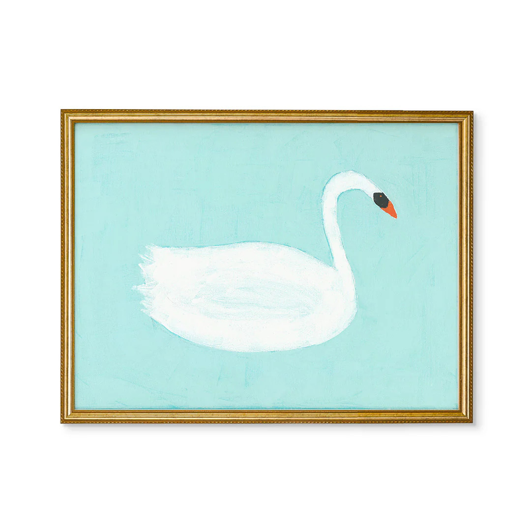Swan in Blue by Love Katie Darling Painted Art Prints | Urban Garden Prints