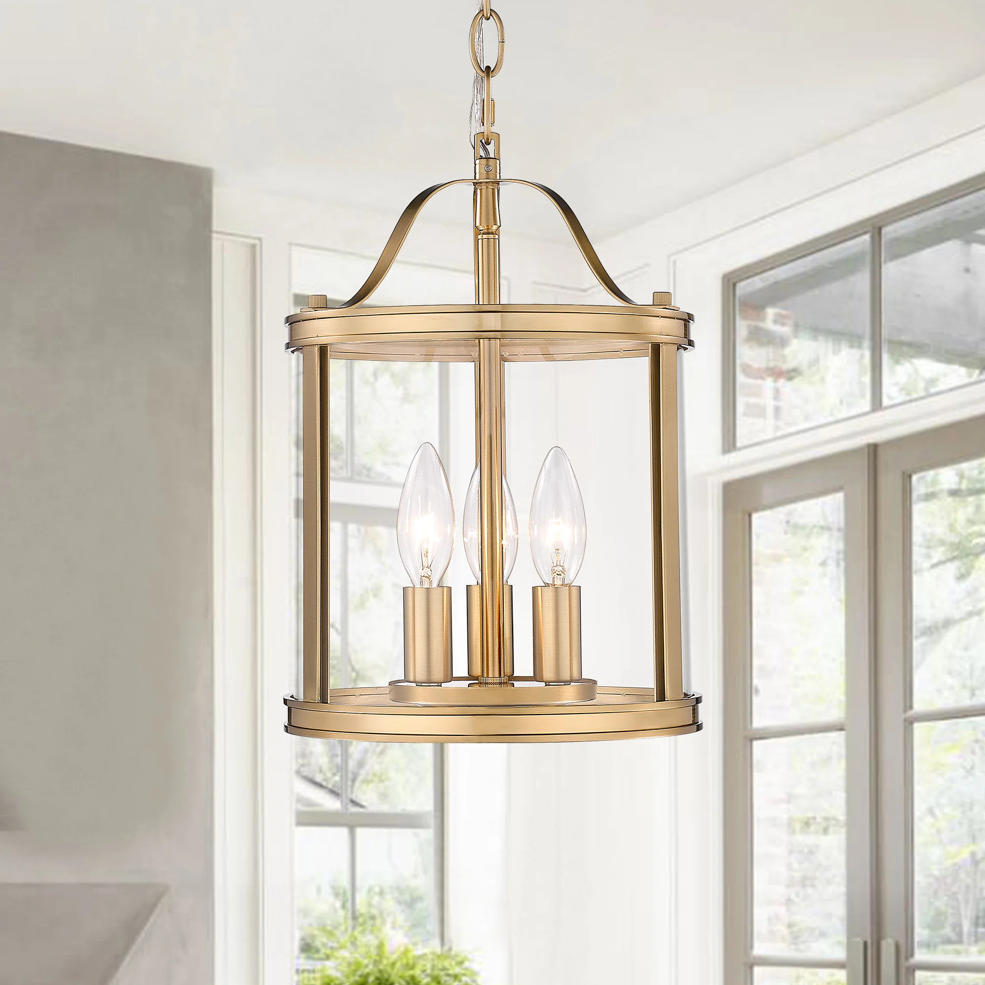 Bella 3 - Light D8.75" Lantern Cylinder Pendant Light with Clear Glass | Wayfair North America