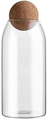 Amazon.com: BESTONZON Glass Jar with Airtight Seal Wood Lid Ball 1200ML Clear Candy Jar Mason Jar... | Amazon (US)
