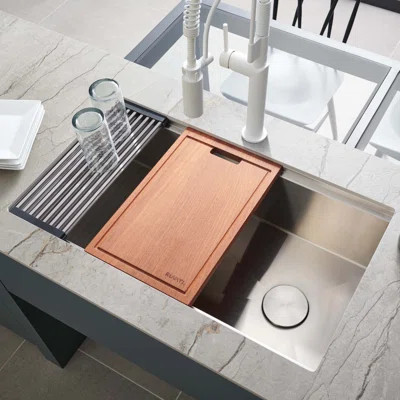 Ruvati 36-inch Workstation Slope Bottom Offset Drain Undermount 16 Gauge Kitchen Sink | Wayfair North America