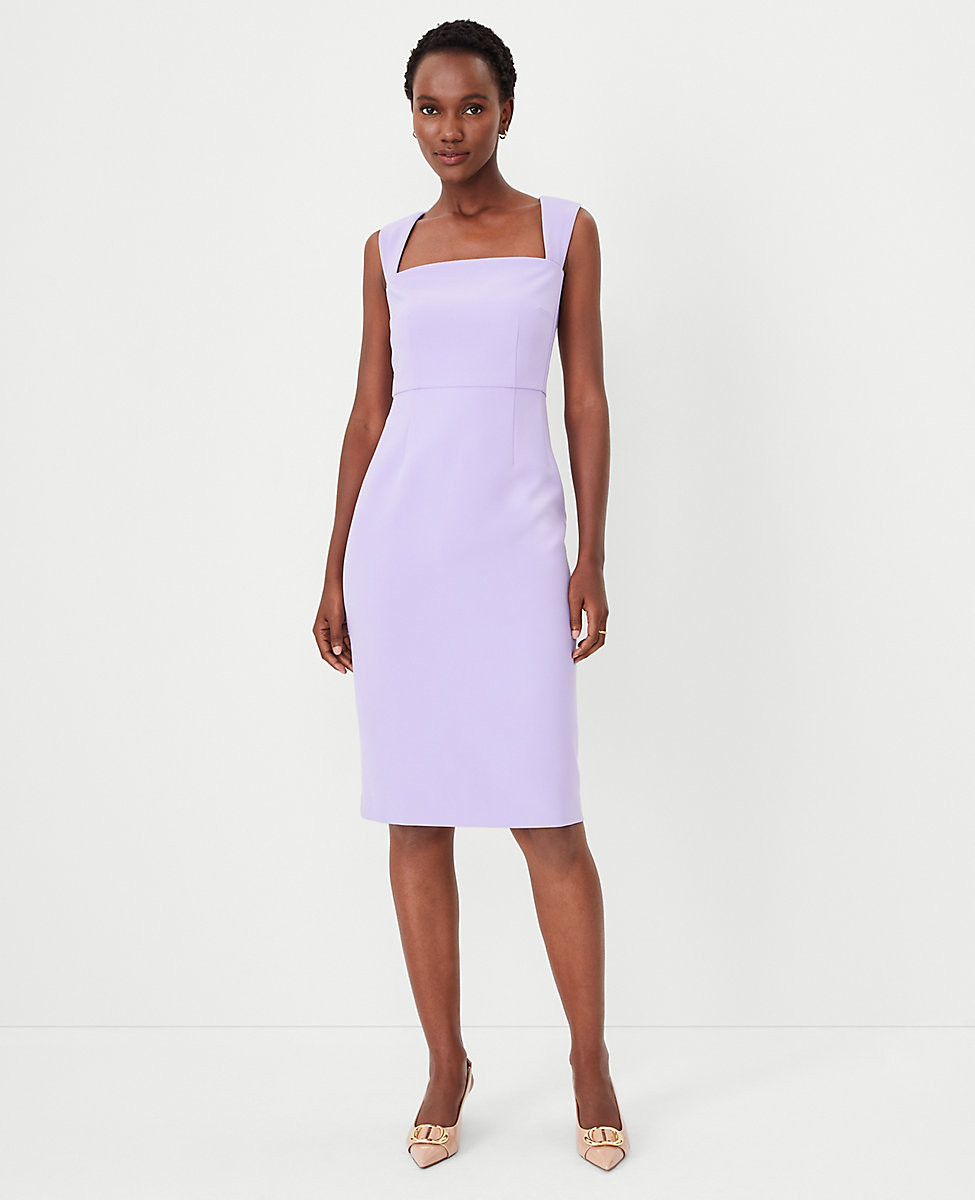 Square Neck Cap Sleeve Sheath Dress | Ann Taylor (US)