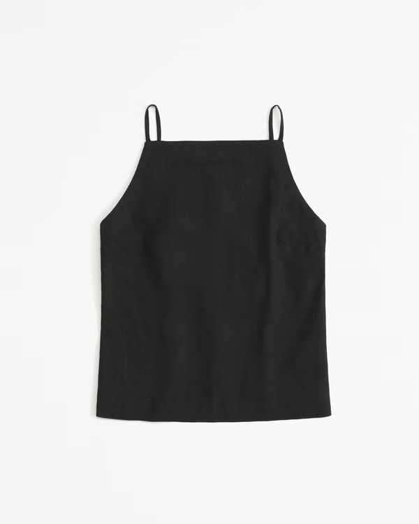 Linen-Blend High-Neck Strappy-Back Set Top | Abercrombie & Fitch (UK)