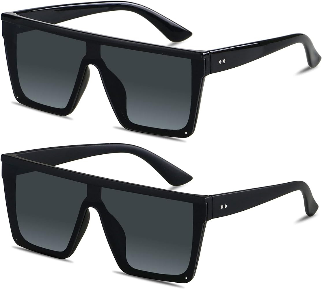 LYZOIT Square Oversized Sunglasses for Women Men Big Flat Top Fashion Shield Large UV Protection ... | Amazon (US)
