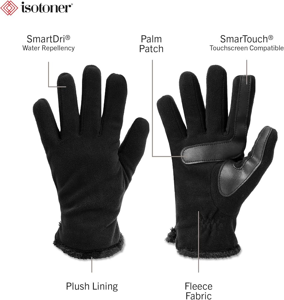 isotoner womens Stretch Fleece Gloves With Microluxe Lining and Smart Touch Technology | Amazon (US)